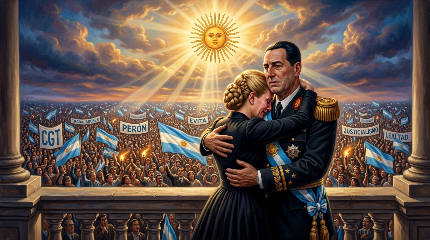 El Abrazo Histórico entre Perón y Evita ante el Pueblo